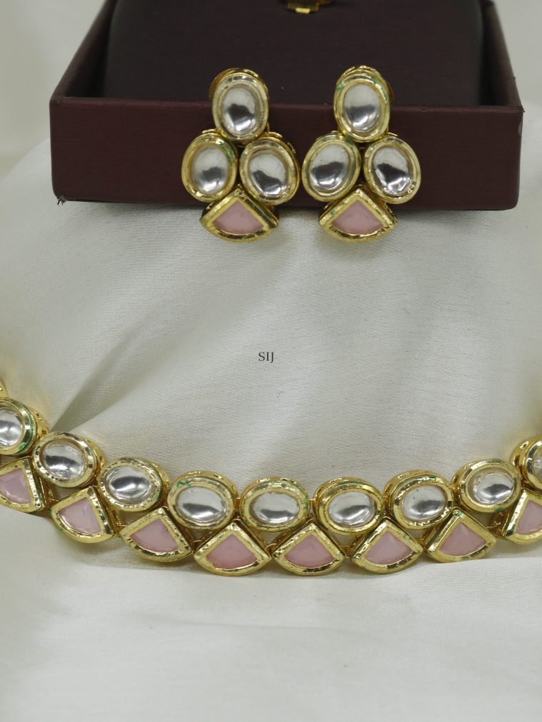 Light Pink Stones Kundan Necklace