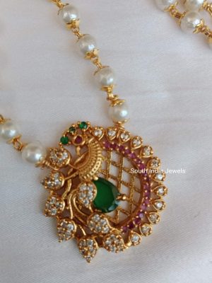 Peacock Pendant Pearl Chain