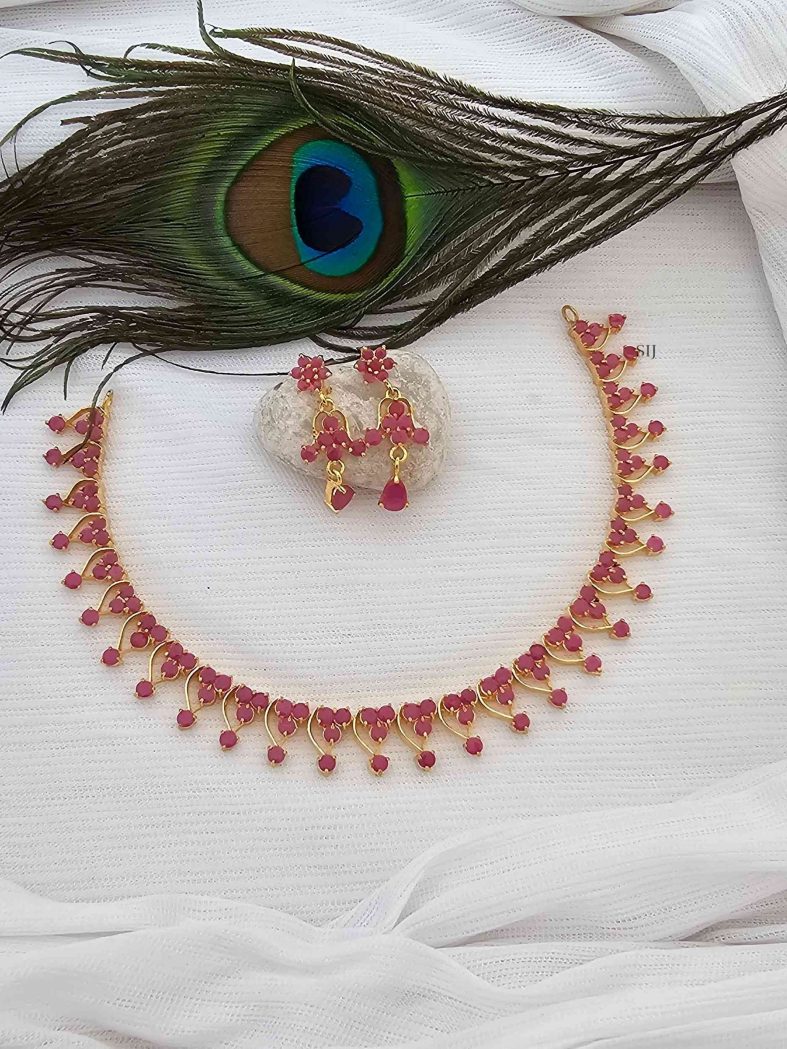 One Gram Gold Ruby Stones Necklace