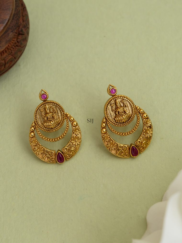 Traditional Chand Bali Ruby Earrings