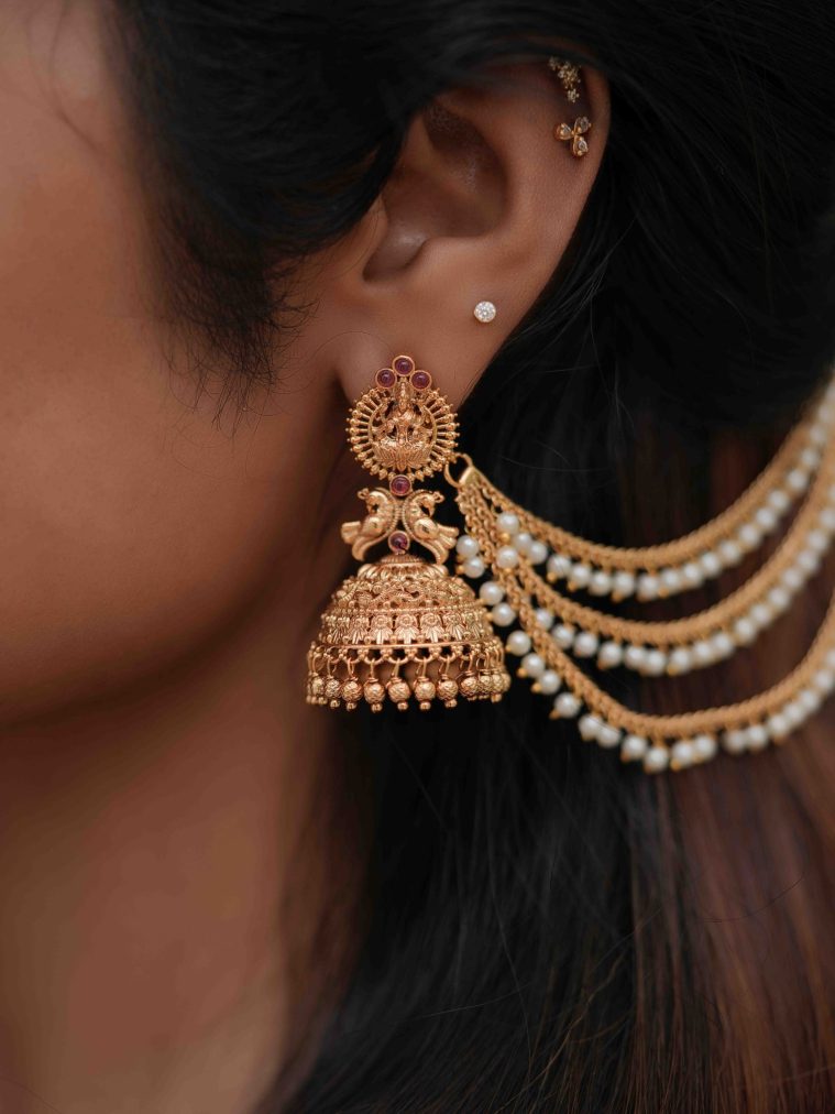 Traditional Lakshmi Jhumkas with Mattals