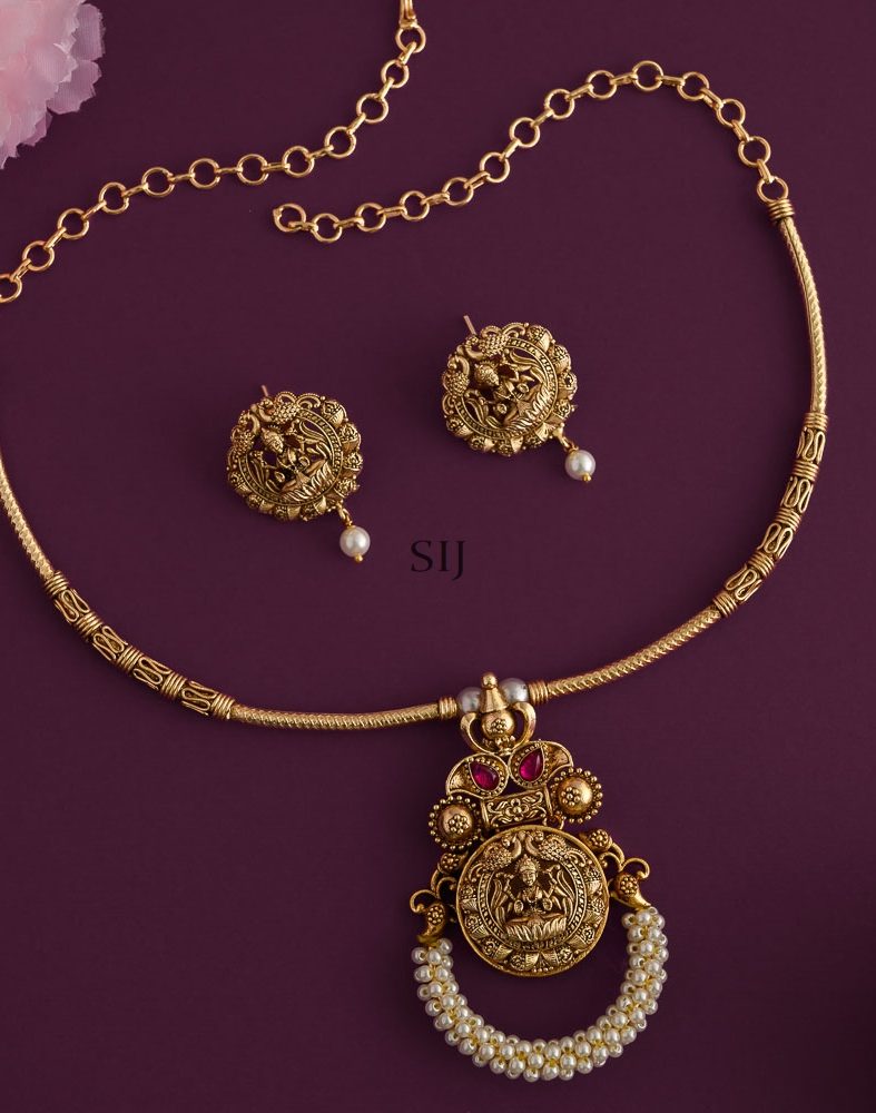 Traditional Lakshmi Ruby Stone Kanthi Necklace