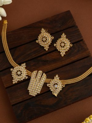 Traditional Namam Sangu Chakram White Stones Necklace