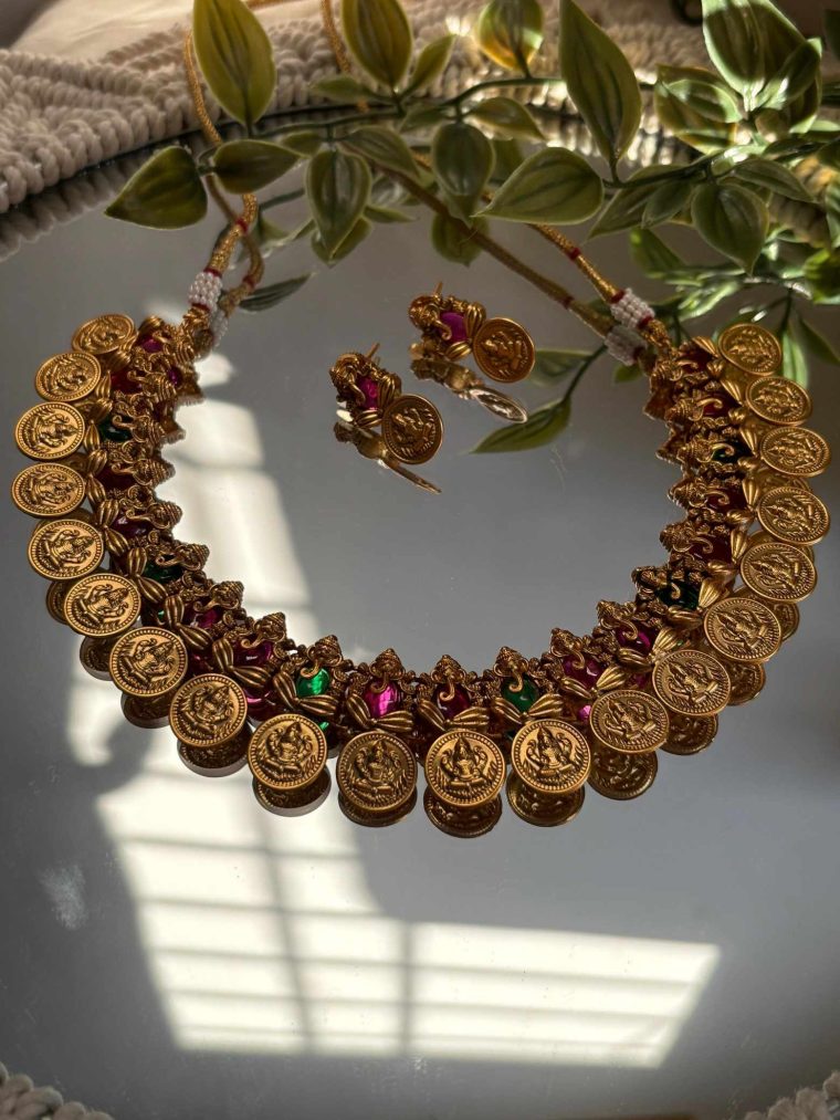 Traditional Ashta Lakshmi Ganesh Necklace Set