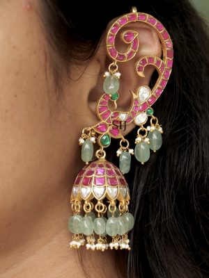 "Imitaiton Jadau Kundan Ear-Cuff Earrings "