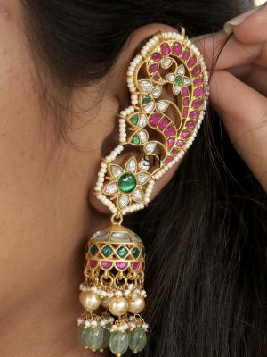 Traditional Jadau Kundan Ear-Cuff Earrings