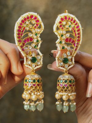 Traditional Jadau Kundan Ear-Cuff Earrings