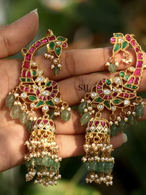 Gold Plated Jadau Kundan Ear-Cuff Earrings