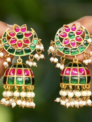 Gold Plated Jadau Kundan Jhumkas