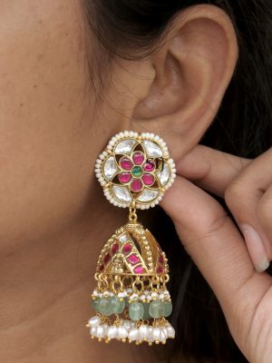 Traditional Jadau Traditional Jadau Kundan Stones JhumkasKundan Stones Jhumkas