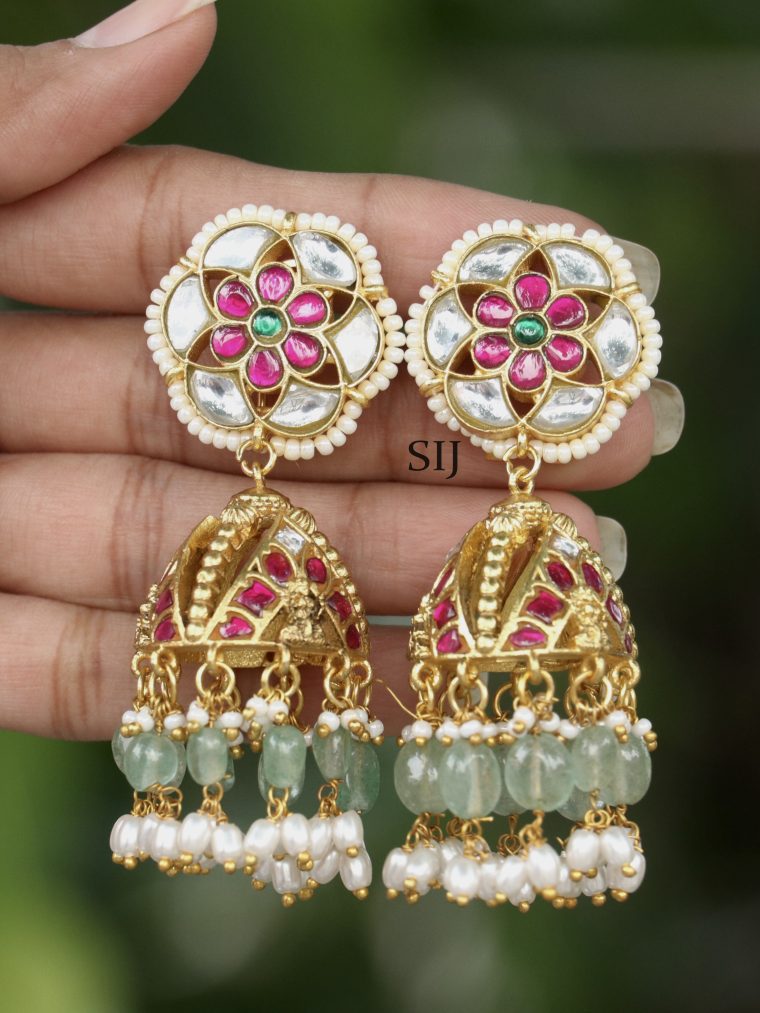 Traditional Jadau Kundan Stones Jhumkas