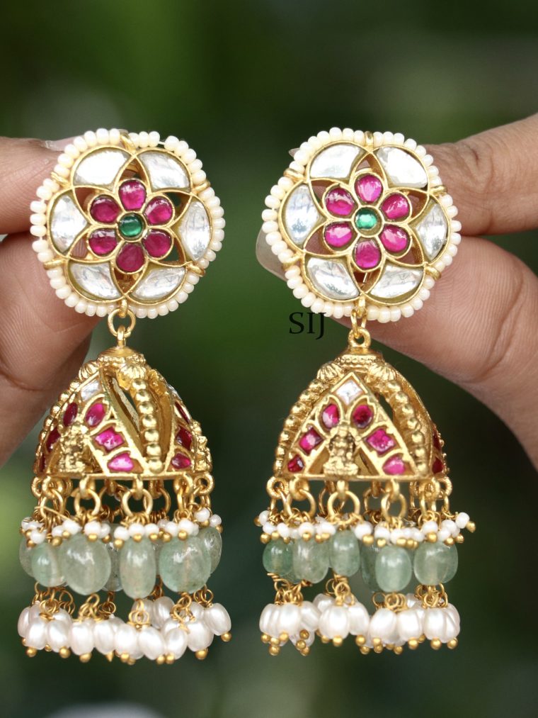 Traditional Jadau Kundan Stones Jhumkas