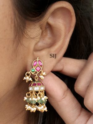 Simple Jadau Kundan Jhumkas