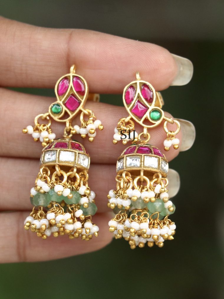 Simple Jadau Kundan Jhumkas