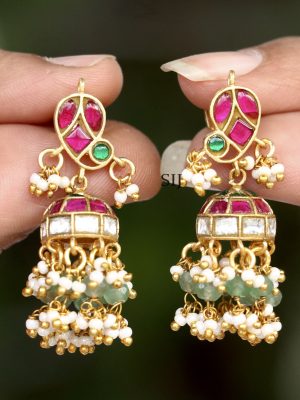 Simple Jadau Kundan Jhumkas