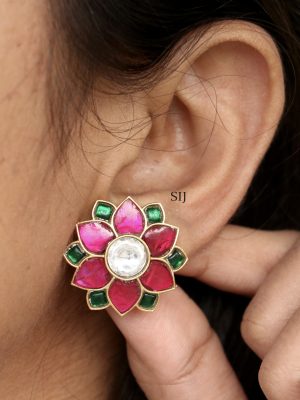 Imitation Floral Jadau Kundan Ear Studs