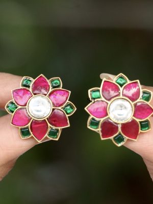 Imitation Floral Jadau Kundan Ear Studs