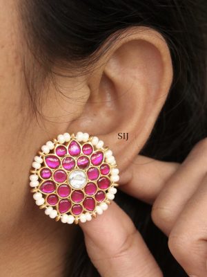 Artificial Round Jadau Kundan Ear Studs