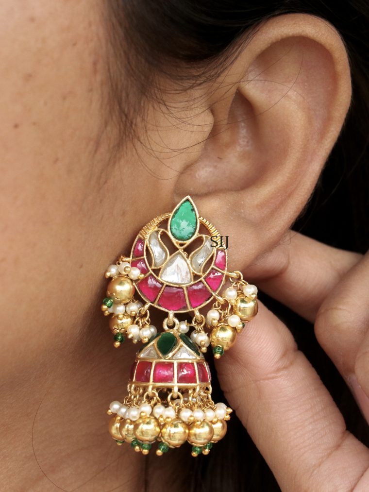 Traditional Jadau Kundan Stones Jhumkas