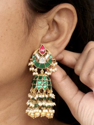 Artificial Jadau Kundan Stones Jhumkas