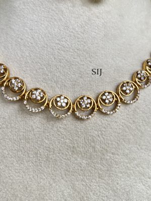 Imitation Flower And Round AD Stones Necklace Set