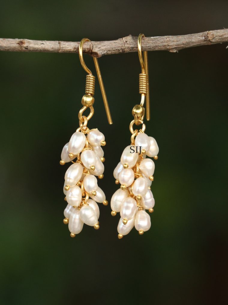 Imitation Hoop Rice Pearl Earrings