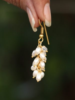 Imitation Hoop Rice Pearl Earrings