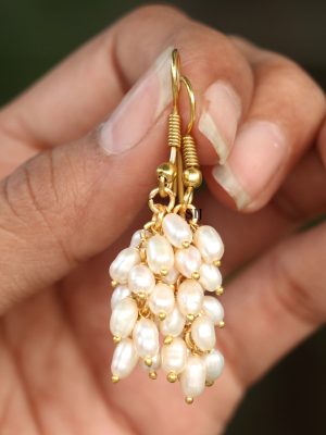 Imitation Hoop Rice Pearl Earrings