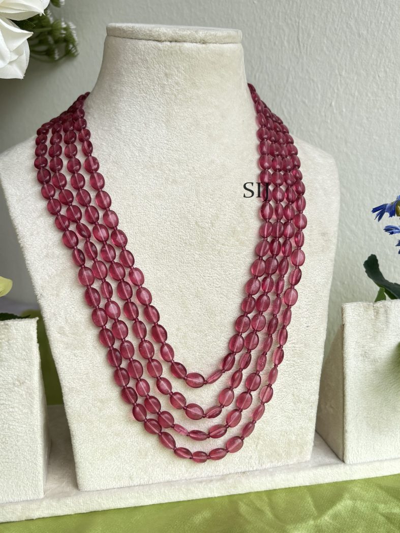 Traditonal Four Layer Ruby Beaded Necklace