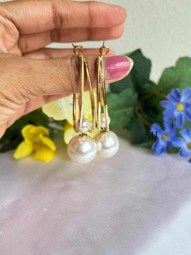 Imitation Long Ring Pearl Drop Earrings