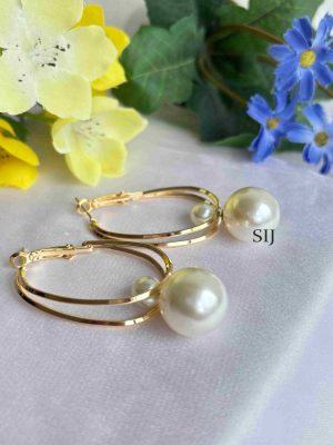 Imitation Long Ring Pearl Drop Earrings