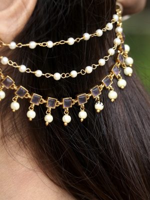 Imitation Kundan Stones Ear Chain