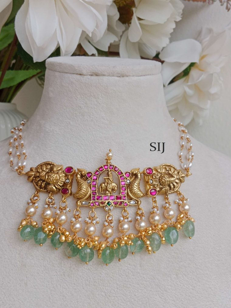 Traditional Pearl Krishna Peacock Jadau Choker