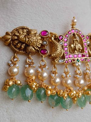 Traditional Pearl Krishna Peacock Jadau Choker