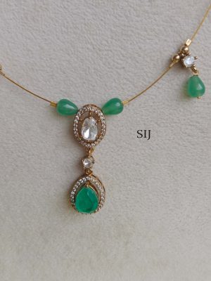 Imitation Green Victorian Invisible Necklace Set