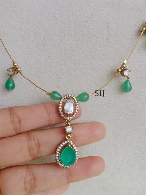 Imitation Green Victorian Invisible Necklace Set