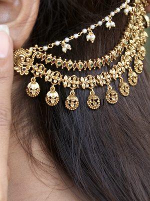 Traditional Bridal Gold Finish Ear Chain