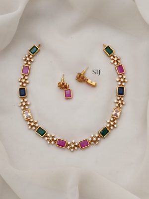 Imitation CZ Multicolor Stones Necklace