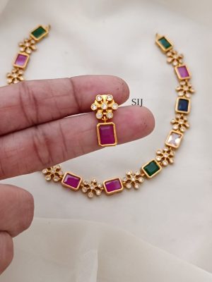 Imitation CZ Multicolor Stones Necklace