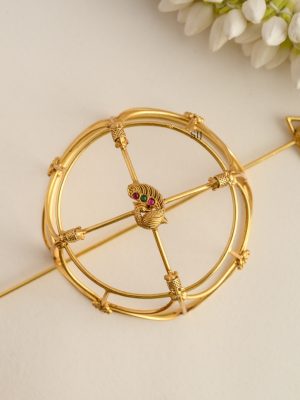 Imitation Peacock Jadau Kundan Hair Bun Holder with Juda Stick