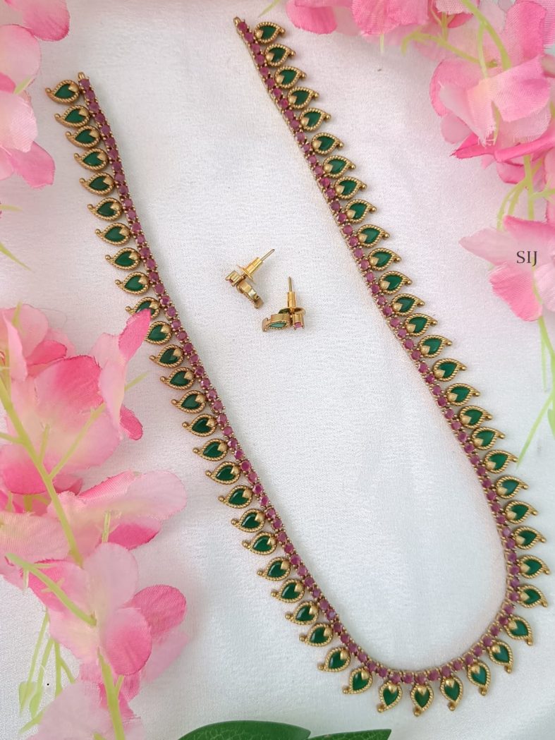 Traditional Kerala Palakka Design Long Necklace