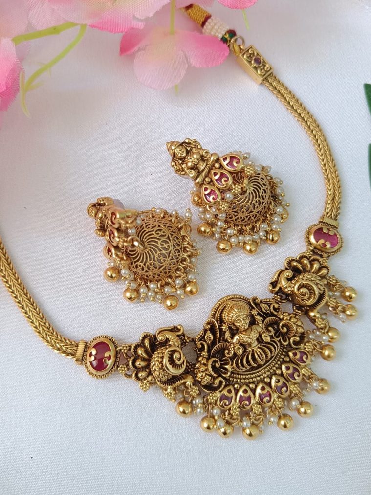 Traditional Gayathri Devi and Dual Peacock Necklace