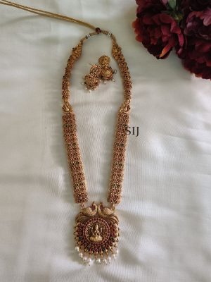 Imitation Kemp Stone Lakshmi Haram Set