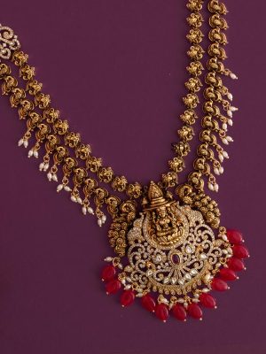 Imitation Red Stones Lakshmi Haram