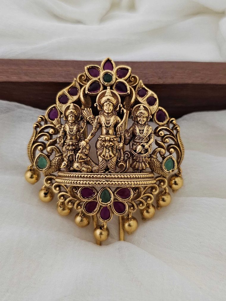 Antique Gold Finish Ram Parivar Jada Billa