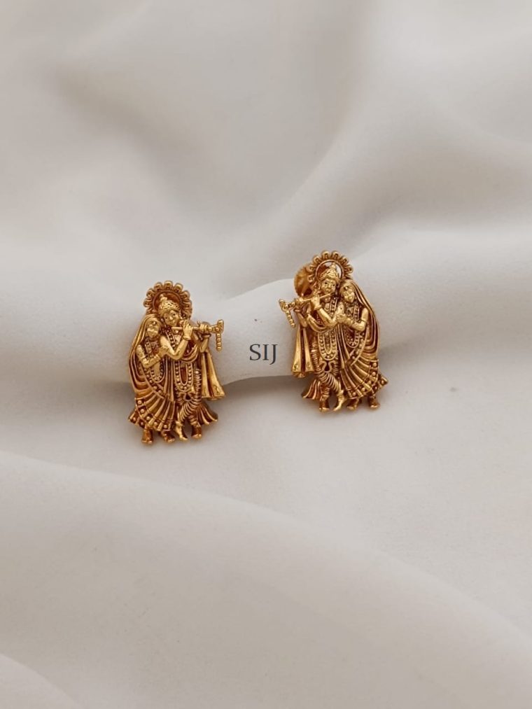 Antique Matte Finish Radha Krishna Earrings