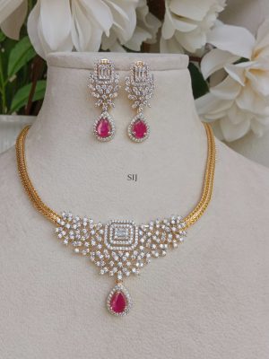 Artificial AD Stones Ruby Necklace Set