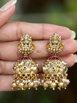 Artificial Lakshmi with Kemp & Pearl Jhumkas