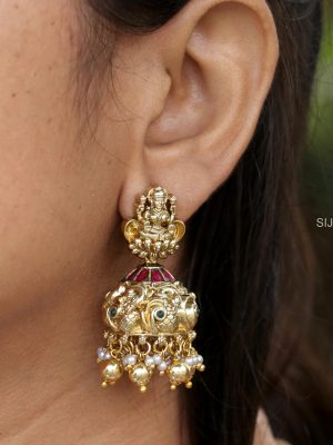 Artificial Lakshmi with Kemp & Pearl Jhumkas