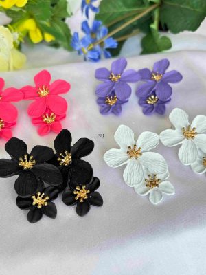 Colorful Two Layered Flower Earrings